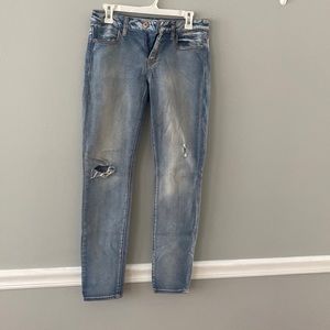 AE super stretch acid wash ripped jegging